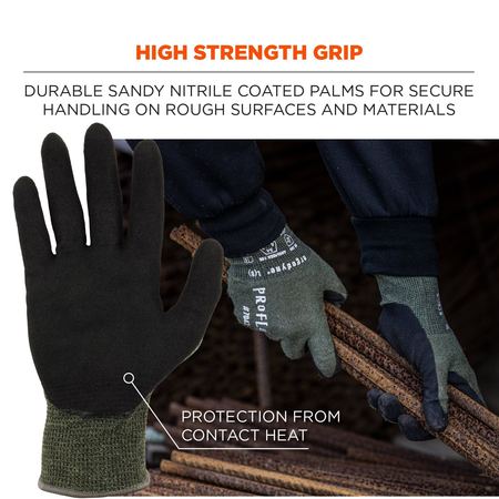 Proflex By Ergodyne ANSI A4 Nitrile Coated CR Gloves 12-Pair, Green, Size XL 7042-12PR